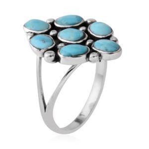 SANTA FE Style Kingman Turquoise Cluster Ring